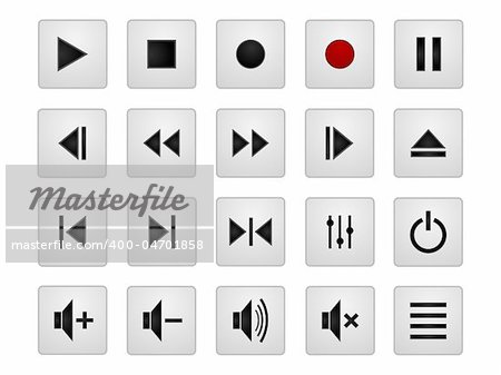 Set of vector player buttons