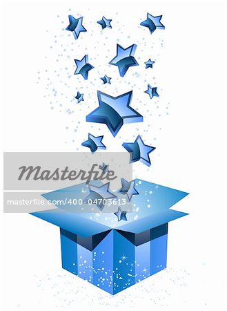 Gift Box Blue with Stars. Editable Vector Illustration