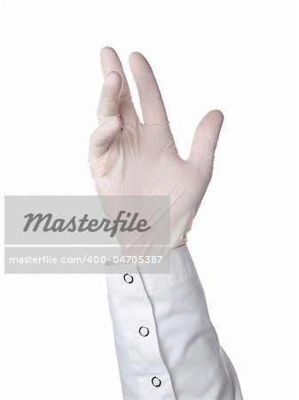 A doctor is wearing a latex glove.