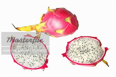 Close-up of dragon fruit. Isolated on white