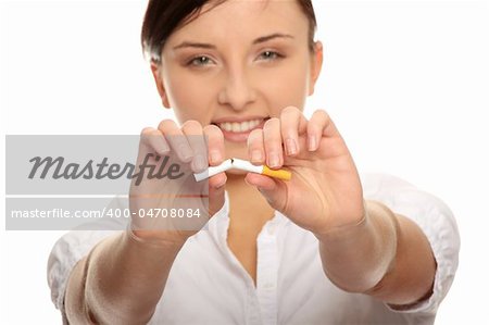 Stop Smoking - woman isolated on white background