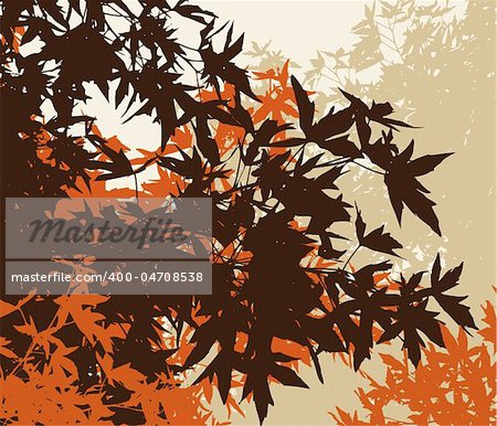 Colored landscape of automn brown foliage - Vector illustration. The different graphics are on separate layers so they can easily be moved or edited individually