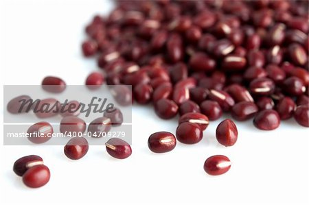 Organic Dried Adzuki Beans on white background