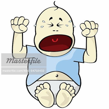 Cartoon illustration of a baby crying