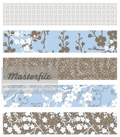 Set of detailed repeating floral patterns. Easy to change colors.