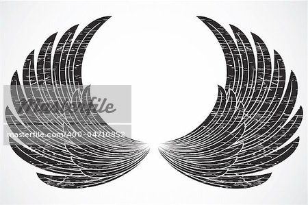 Set of illustrated wings. Easy to edit and scale to any size.