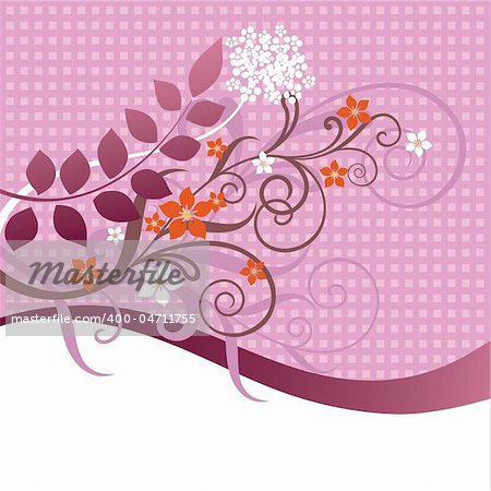 Pink and orange floral ornament vector illustration