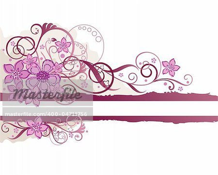 Pink floral banner with space for text. This image is a vector illustration