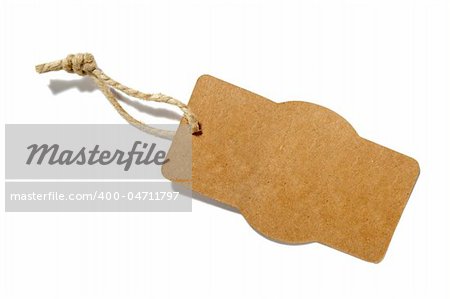 close up of price label on white background with clipping path
