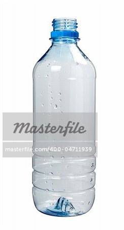close up of plastic bottle on white background with clipping path