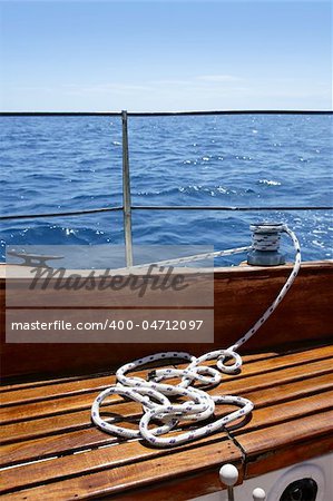 wooden sailboat boat deck blue sky ocean mediterranean sea