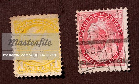 Close up of ancient old postal stamps