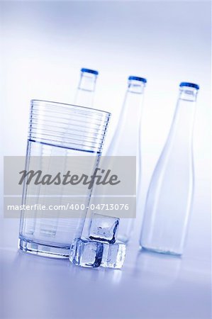 Fresh water drink on blue background