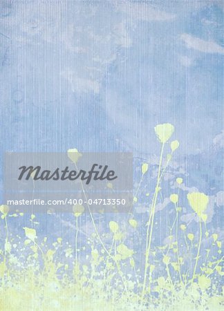 Meadow flower pale blue textured background with text space