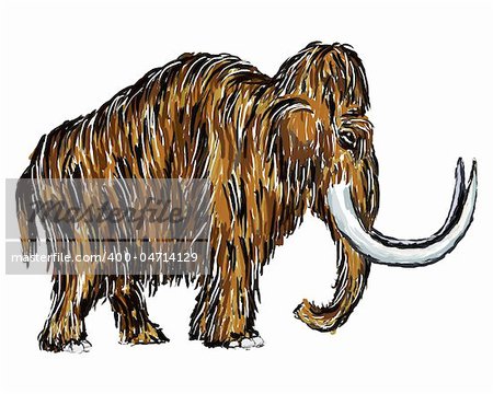 painted mammoth on white background