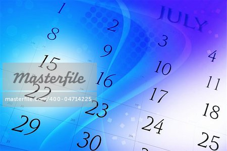 Calendar page on graphic background