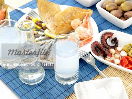 Sea food and ouzo