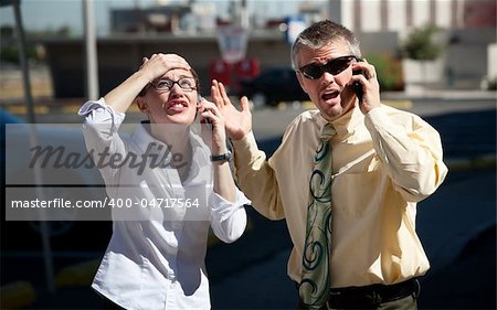 Couple is upset with people on the opposite end of the line.