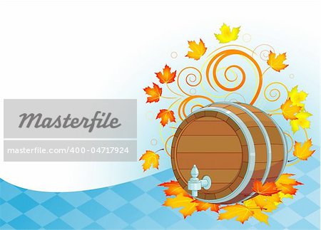 Decorative Oktoberfest design with beer keg