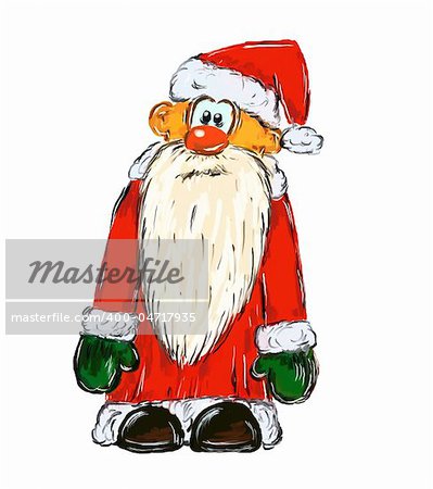 hand painted santa claus on white background - illustration