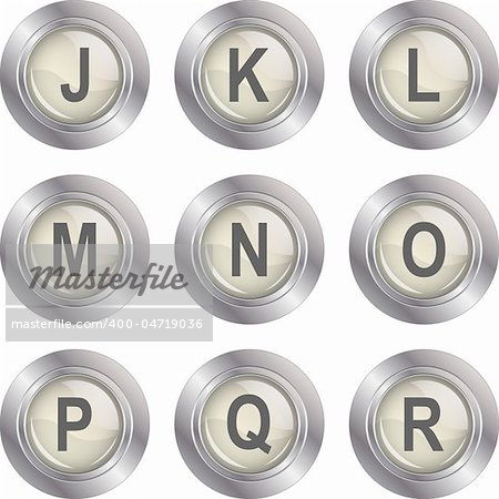 Illustration alphabet buttons on a white background.