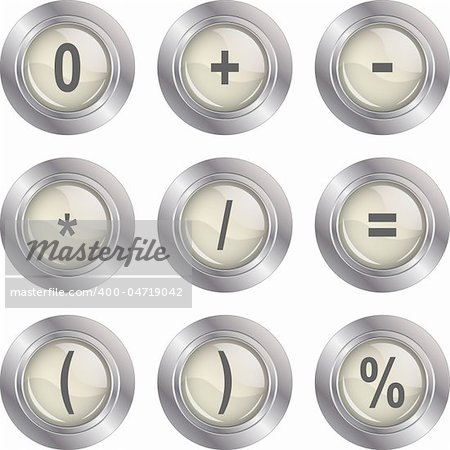 Illustration mathematics buttons on a white background.
