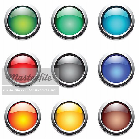 Round buttons set. Vector art in Adobe illustrator EPS format, compressed in a zip file. The different graphics are all on separate layers so they can easily be moved or edited individually. The document can be scaled to any size without loss of quality.