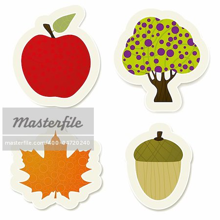 Autumn vector stickers set. Vector stickers collection.