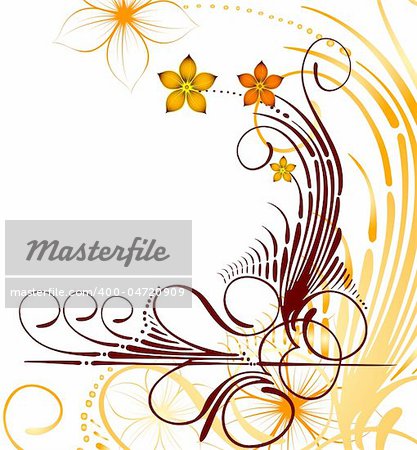 Autumn floral design on white background. Vector illustration