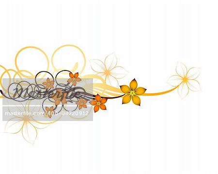 Autumn floral design on white background. Vector illustration