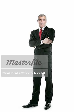 senior  businessman posing stand isolated on white