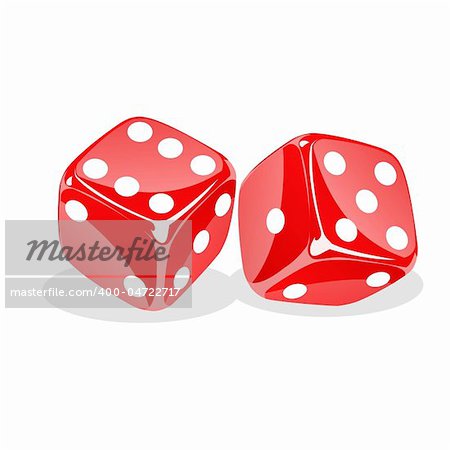 illustration of vector dices rolling on white background