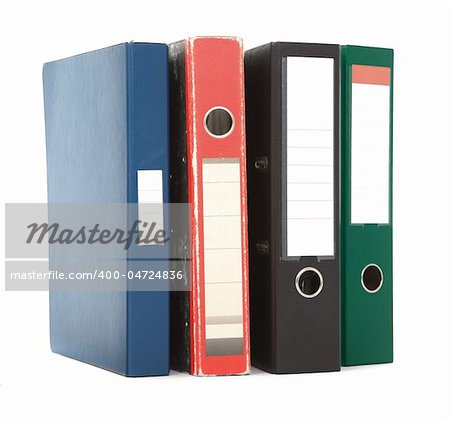 various colorful files against white background