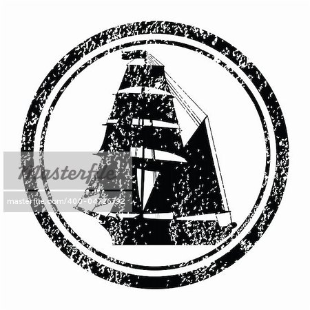 Rubber stamp with brigantine silhouette