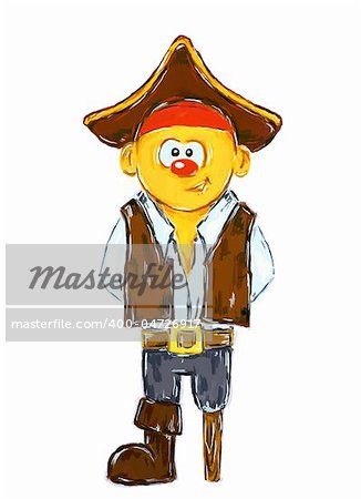 hand painted pirate on white background - illustration