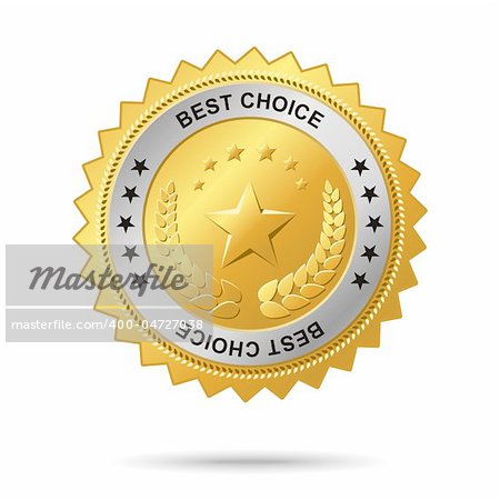 Vector golden badge named "Best choice" for your business artwork.