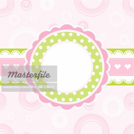 Baby girl arrival announcement card, vector