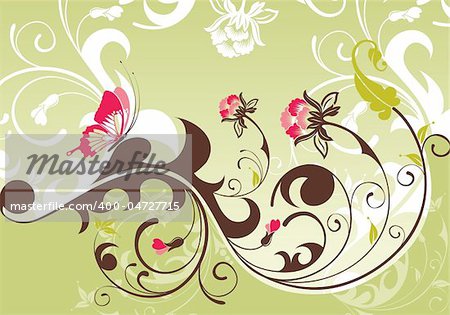 Floral Background with butterfly, element for design, vector illustration