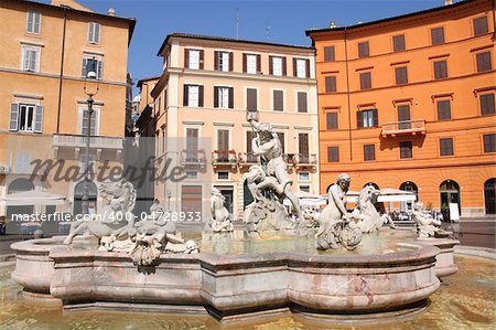 Piazza Navona, Neptune Fountain in Rome, Italy