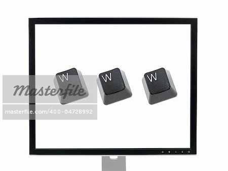 A computer monitor isolated against a white background