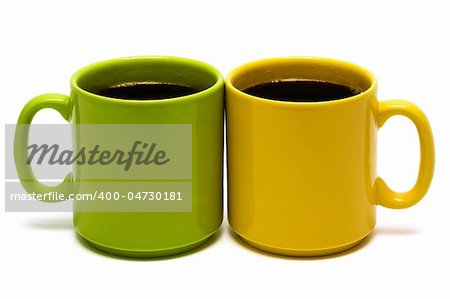 yellow and green mug on a white background