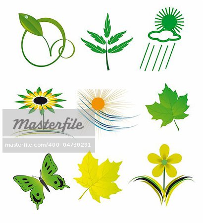 Set of elements of nature. Vector illustration. Vector art in Adobe illustrator EPS format, compressed in a zip file. The different graphics are all on separate layers so they can easily be moved or edited individually. The document can be scaled to any size without loss of quality