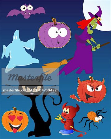 Funny Halloween - set of vector illustrations