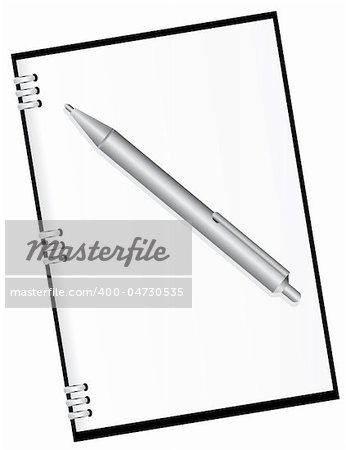 Diary and pen to work. Vector illustration. Vector illustration. Vector art in Adobe illustrator EPS format, compressed in a zip file. The different graphics are all on separate layers so they can easily be moved or edited individually. The document can be scaled to any size without loss of quality.