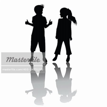 Two children silhouettes
