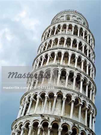 The top of Leaning tower of Pisa, Tuscany, Italy
