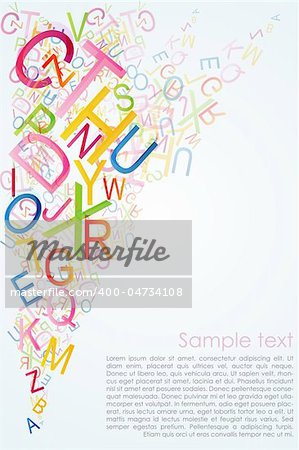 illustration of abstract vector background with colorful alphabets