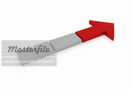 3d red arrow right isolated on white background