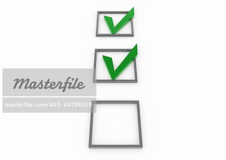 3d green gray check box with pen isolated on white background