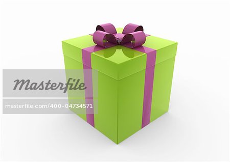 3d green gift gift box isolated on white background
